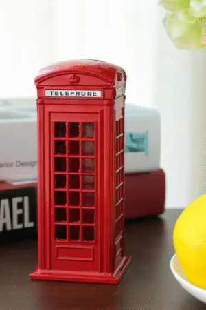 london telephone booth style coin bank