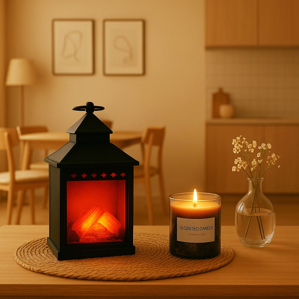 fireplace lantern scented candle etcshopper